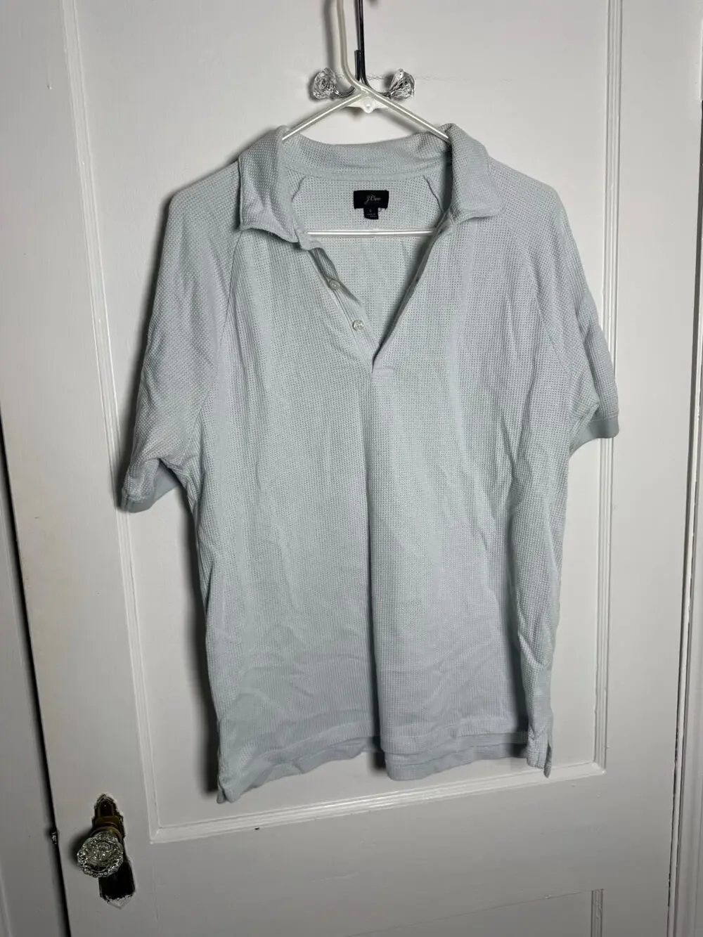J.Crew Tech COOLMAX Polo Mens L Gray Blue Performance Short Sleeve Golf